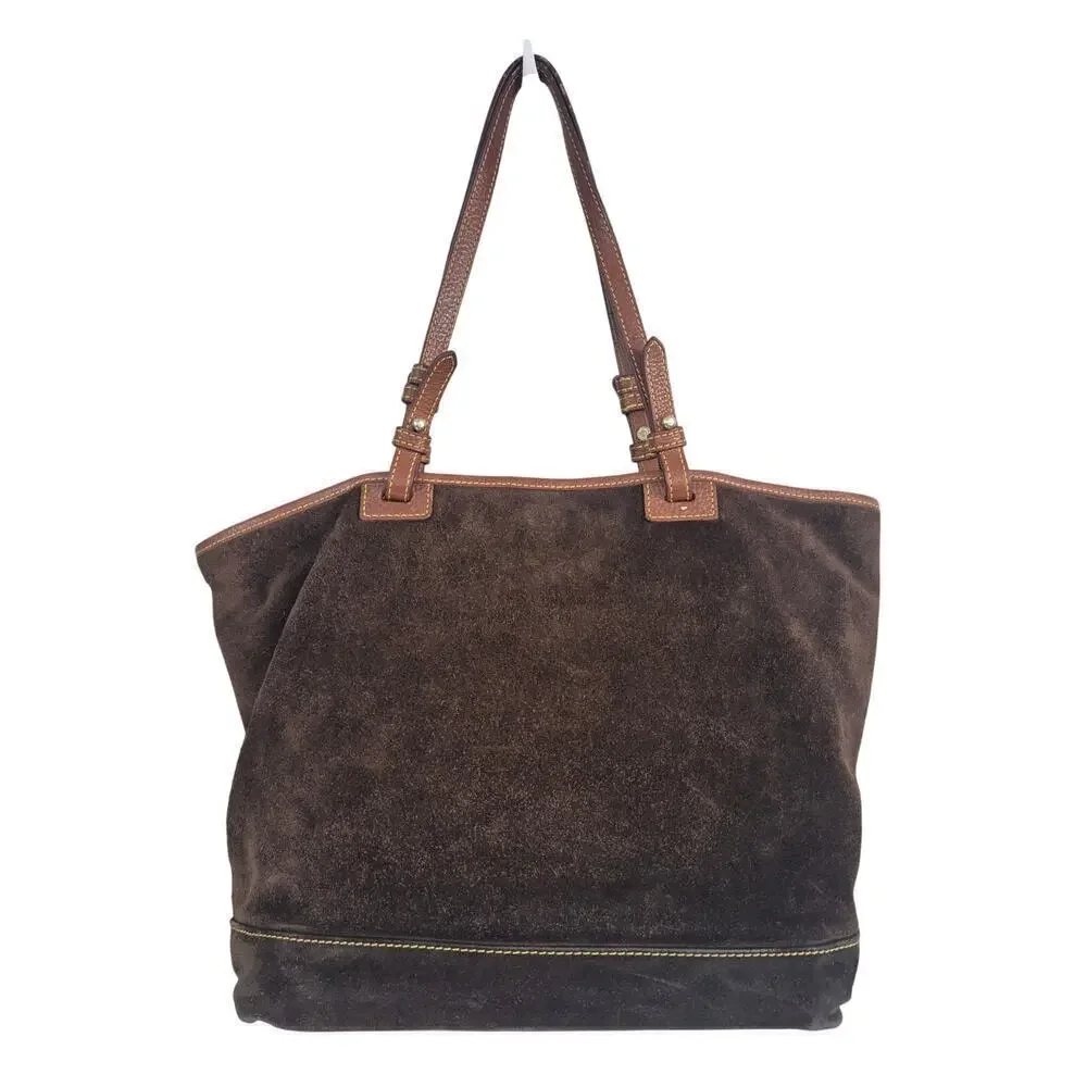 Authentic Dooney & Bourke Brown Suede Satchel Purse Large